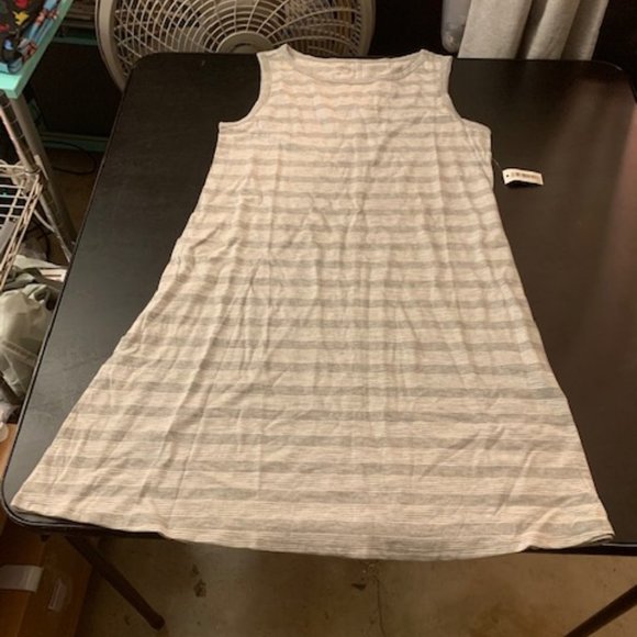 Daily Ritual Women's Light Gray Striped Sleeveless Dress Medium NWT - Picture 1 of 6